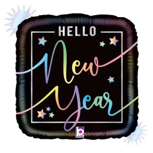 18" Opal Hello New Year Foil Balloon (P29) | Buy 5 Or More Save 20%