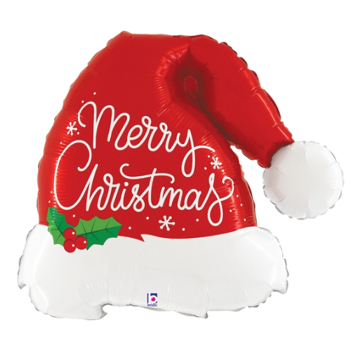 Gorro navideño de Papá Noel de 27" - Globo metalizado Feliz Navidad (P24)