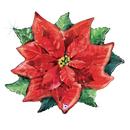34" Watercolor Poinsettia Holographic Foil Balloon