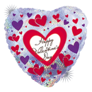Globo de lámina holográfica de corazones rojos y morados de 18.0 in con diseño de feliz día de San Valentín | Paquete de 5 unidades