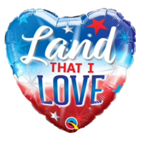18" Qualatex Land That I Love Heart Foil Balloon (P21) | Clearance - While Supplies Last!