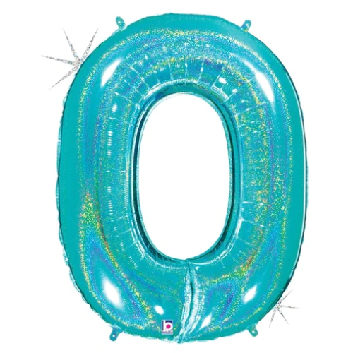 40" Holographic Robin's Egg Blue Foil Holographic Number Balloon | Numbers 0-9