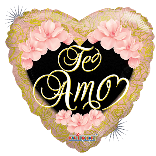 18" Conver Te Amo Dorado Heart Holographic Foil Balloon (WSL) | Clearance - While Supplies Last!