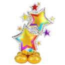59" Colorful Star Cluster Airloonz Foil Balloon | Stands Over 4 Feet Tall - No Helium Required!