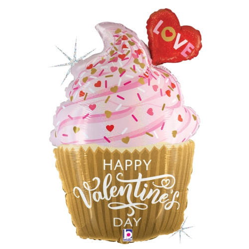 22" Valentine Golden Cupcake Foil Balloon (P10)