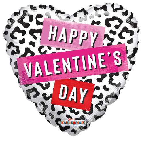 36" Conver Happy Valentines Day Animal Print Non Foil Balloon (S3R3) | 1 Count