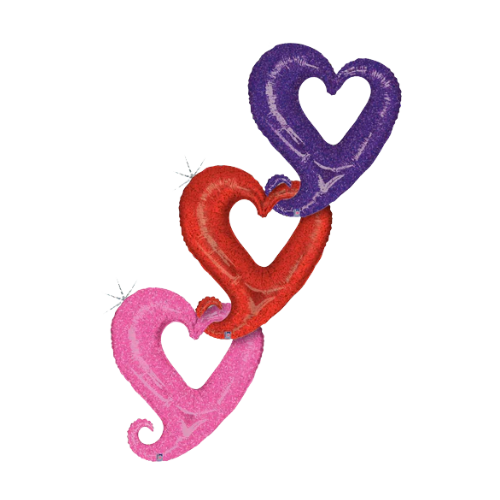 Cadena holográfica de corazones de 33 pulgadas | 3 unidades