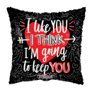 Globo de aluminio cuadrado negro I Like You de 18" (P6) | Compra 5 o más y ahorra un 20 %