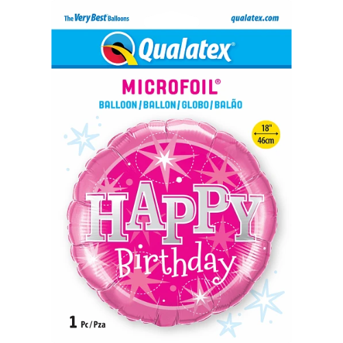 18" Happy Birthday Pink Sparkle Foil Balloon | Buy 5 Or More Save 20%