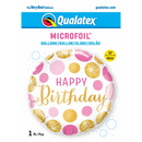 18" Happy Birthday Pink and Gold Dots Foil Balloon | Buy 5 Or More Save 20%