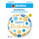 18" Round Birthday Blue & Gold Dots Foil Balloon | Buy 5 Or More Save 20%