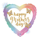 18" Opal Mother’s Day Butterflies Foil Heart Balloon (P8) | Buy 5 Or More Save 20%