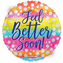Globo de lámina holográfica con puntos Feel Better Soon de 18" | Compre 5 o más y ahorre un 20 %