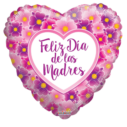 18" Feliz Día De Las Madres Flowers Foil Balloon (P11) | Buy 5 Or More Save 20%