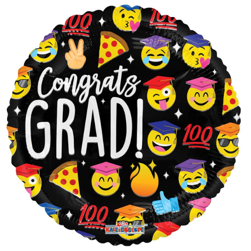 18" Grad Emoticons Foil Balloon (P29) | buy 5 Or More Save 20%