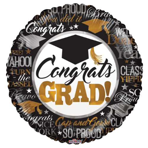 18" Conver Grad Silver & Gold Foil Balloon (S1R4) | Buy 5 Or More Save 20%