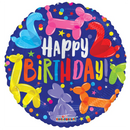18" Happy Birthday Animal Non Foil Balloon | Buy 5 Or More Save 20%