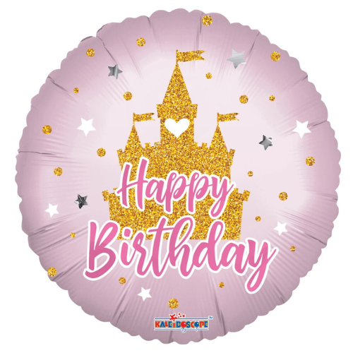 18" Happy Birthday Castle Matte Foil Balloon | Buy 5 Or More Save 20%