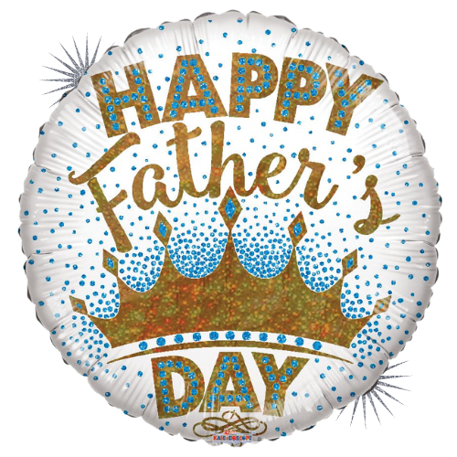 18" Happy Father's Day King Holographic Foil Balloon (P21) Buy 5 Or More Save 20%