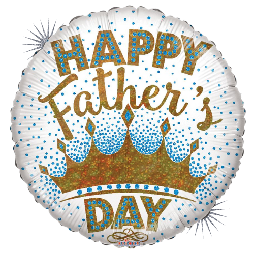 18" Conver Happy Father's Day King Holographic Foil Balloon (S5R2) Buy 5 Or More Save 20%