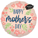 18" Happy Mother's Day Flowers Rose Gold Matte Foil Balloon (P9) | Buy 5 Or More Save 20%