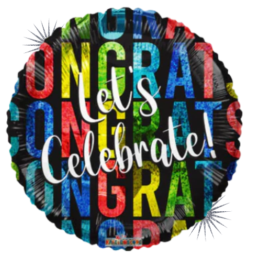 18" Let's Celebrate- Congrats Holographic Foil Balloon | Buy 5 Or More Save 20%
