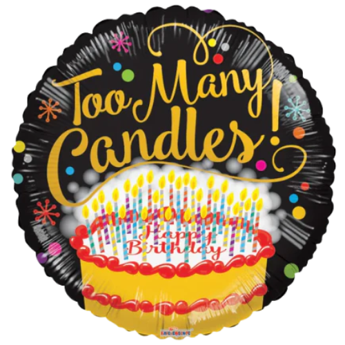 18" Too Many Candles Foil Balloon (D) | Buy 5 Or More Save 20%