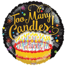 Globo de aluminio de 18" con demasiadas velas (D) | Compre 5 o más y ahorre un 20 %