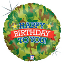 18" Camo Birthday Holographic Foil Balloon | Buy 5 Or More Save 20%