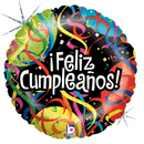 18" Feliz Cumpleanos Cintas Holographic Foil Balloon | Buy 5 Or More Save 20%
