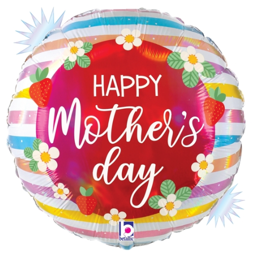 18" Opal Mother's Day Strawberry Foil Balloon (P7) | Buy 5 Or More Save 20%