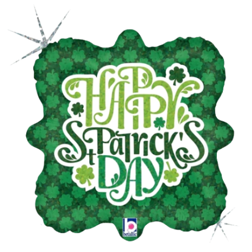 18" Shimmering Shamrocks Holographic Foil Balloon (WSL)