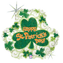 Globo de lámina holográfica (WSL) St. Pat's Swirl Shamrock de 18" | Compre 5 o más y ahorre un 20 %