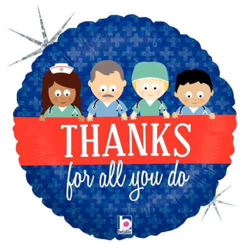 18" Betallic Thanks For All You Do First Responder Holographic Foil Balloon (P5) | Buy 5 Or More Save 20%