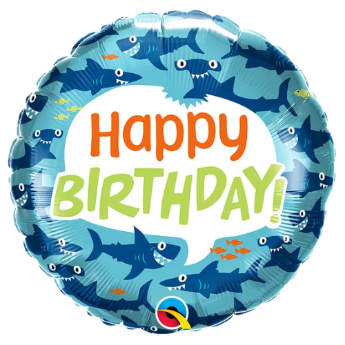 18" Birthday Fun Sharks Foil Balloon | Buy 5 Or More Save 20%