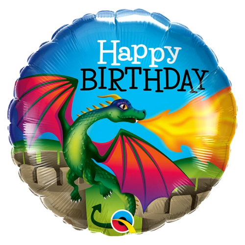 18" Birthday Mythical Dragon Foil Balloon | Buy 5 Or More Save 20%