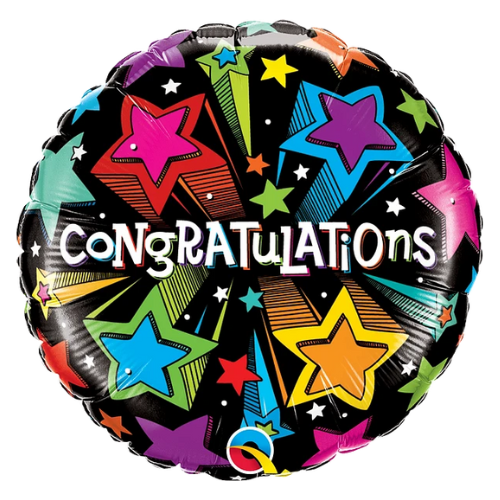 18" Congrats Shooting Stars Foil Balloon | Buy 5 Or More Save 20%