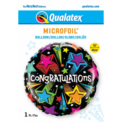 18" Congrats Shooting Stars Foil Balloon | Buy 5 Or More Save 20%