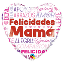 18" Felicidades Mama Words Heart Foil Blaloon (P10) | Buy 5 Or More Save 20%