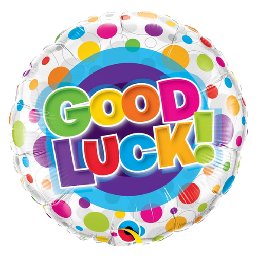 18" Good Luck Colorful Dots Foil Balloon | Buy 5 Or More Save 20%