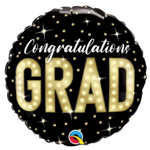 18" Qualatex Grad Marquee Lights Foil Balloon (WSLR1) | Clearance - While Supplies Last!