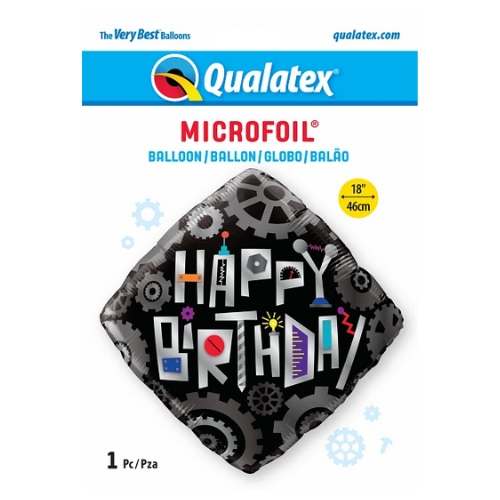 18" Happy Birthday Robot Cogwheels Foil Balloon |
