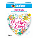 18" Mother's Day Spring Floral Heart Foil Balloon (P8) | Buy 5 Or More Save 20%