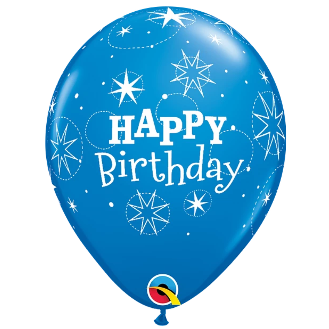 11" Qualatex Dark Blue & Robin's Egg Blue Birthday Sparkle Dark Blue & Robin's Egg Blue Latex Balloons | 50 Count