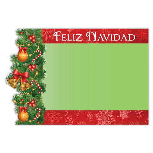 Feliz Navidad Green Wreath Enclosure Cards | 50 Count