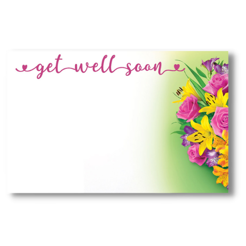 Get Well Soon Vibrant Bouquet Enclosure Cards | 50 Count