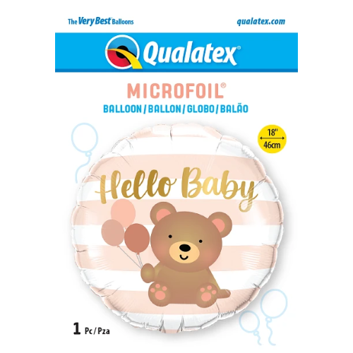 18" Hello Baby Bear Foil Balloon | Buy 5 Or More Save 20%