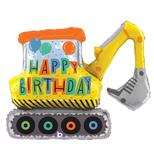 31" Birthday Construction Excavator Foil Balloon