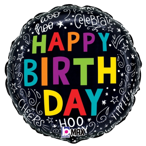 18" Birthday Doodles Foil Balloon | Buy 5 or More Save 20%
