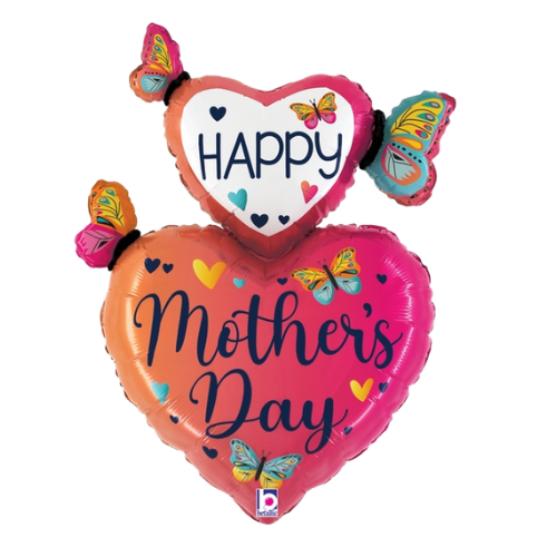 31" Mother's Day Butterfly Hearts Foil Balloon (P17)